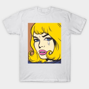 Blonde Crying Comic Girl T-Shirt